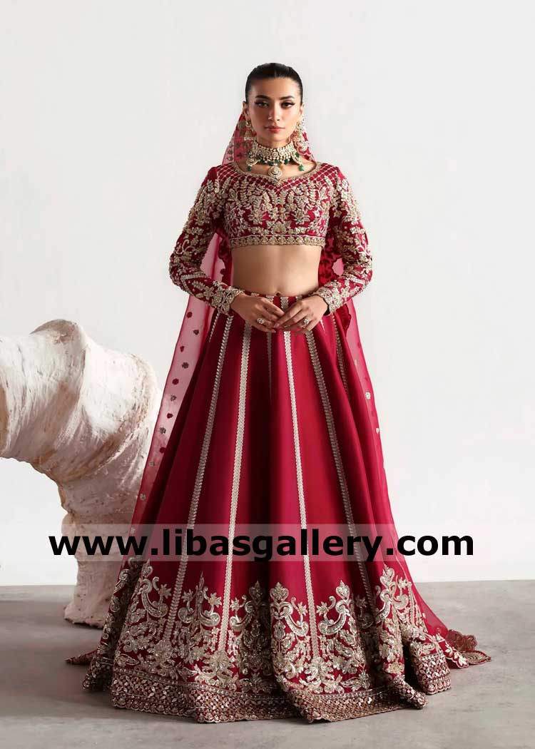 Stitched women embroidered wedding dresses for nikah mehndi walima reception event